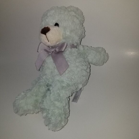 Animal Adventure Pale Green Teddy Bear Plush 8" Stuffed Toy Gray Bow 2017 - Picture 3 of 7